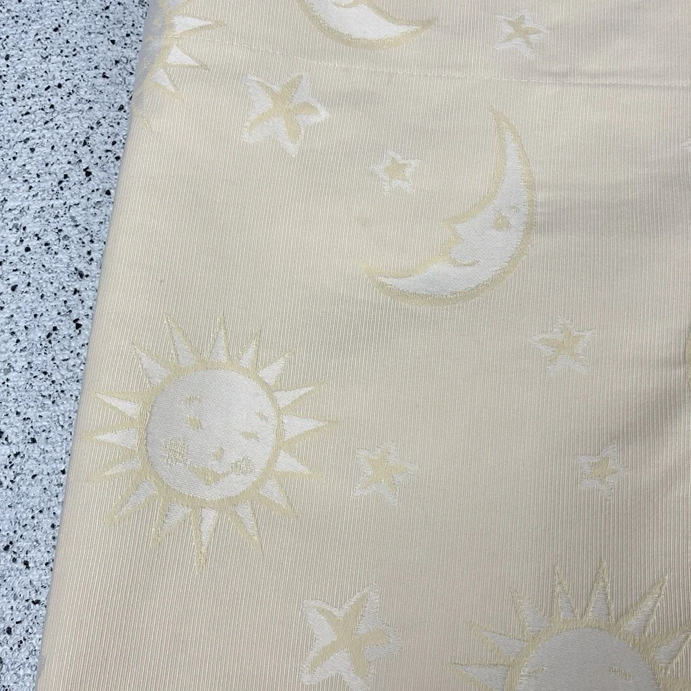 Vintage Kids Line Celestial Sun Moon Window Valance‎ Curtain Yellow Jacquard